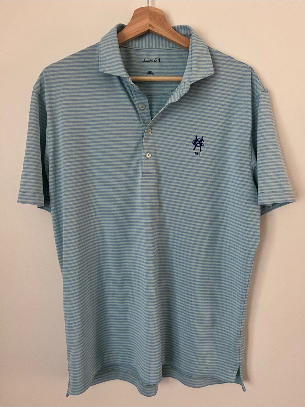 johnnie-O Light Blue Striped Polo